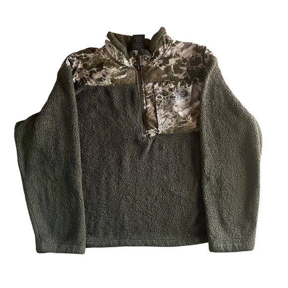 RealTree Mens Green Sherpa Fleece Pullover SIZE XL - Picture 1 of 8
